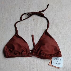 Shade & Shore Women's Triangle Brown Bikini Top Small